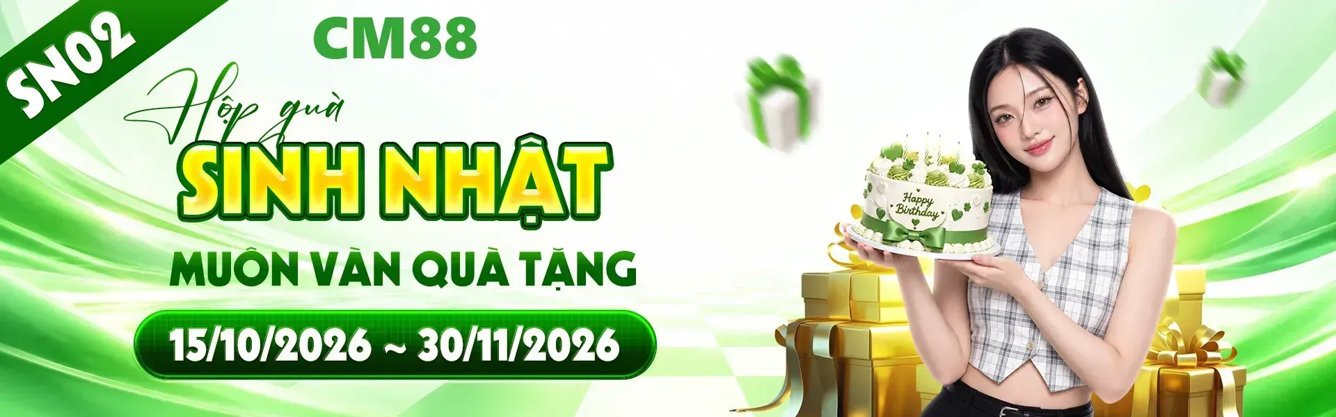 2. Không khí sinh nhật CM88 trở nên sôi động với kho quà tặng phong phú dành cho hội viên. Đăng ký tài khoản ngay để đón nhận những ưu đãi nổi bật.